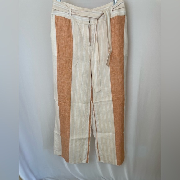 Anthropologie Ettiawa linen wide leg orange and white pants NWOT size 2 - Picture 4 of 9